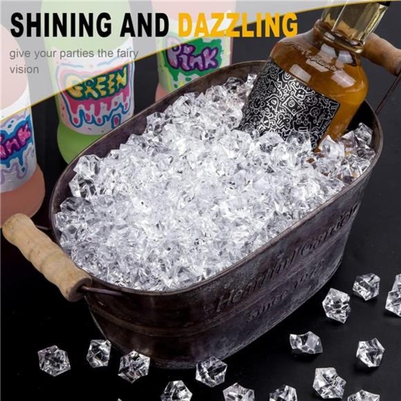 1000PCS Fake Ice Rocks, Acrylic Ice CubesClear Rocks Fake Diamonds Clear Acrylic - Picture 6 of 7